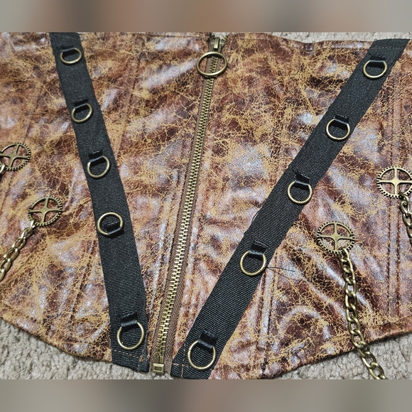 Brown Steampunk Crop Top - Picture 2 of 8